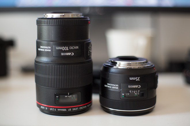 Canon 100mm F2.8L and 35mm F2.0L