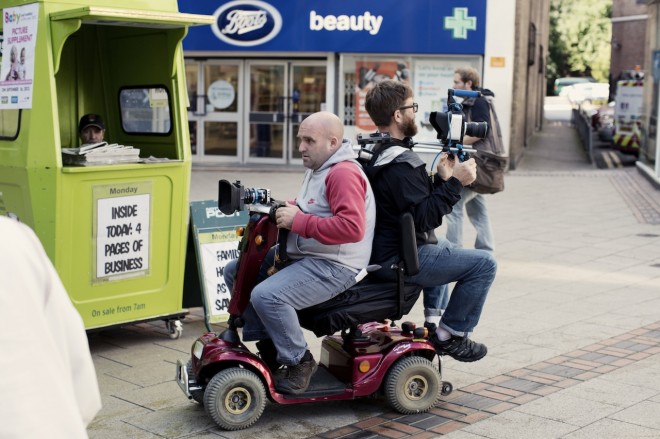 Shane Meadows - Jake Bugg shoot on Blackmagic - mobility scooter