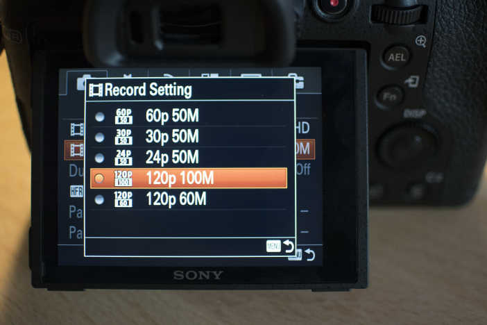 RX10 M2 1080p 120fps menu