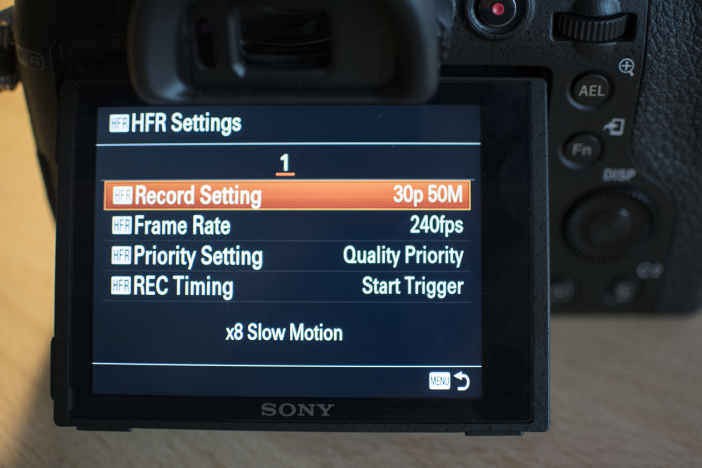 RX10 M2 HFR menu