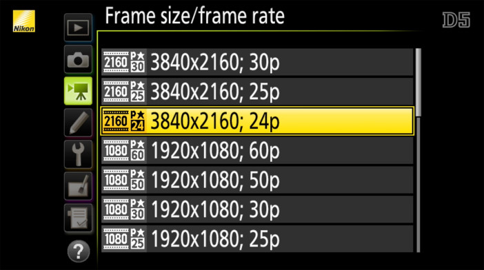 Nikon D5 frame rates