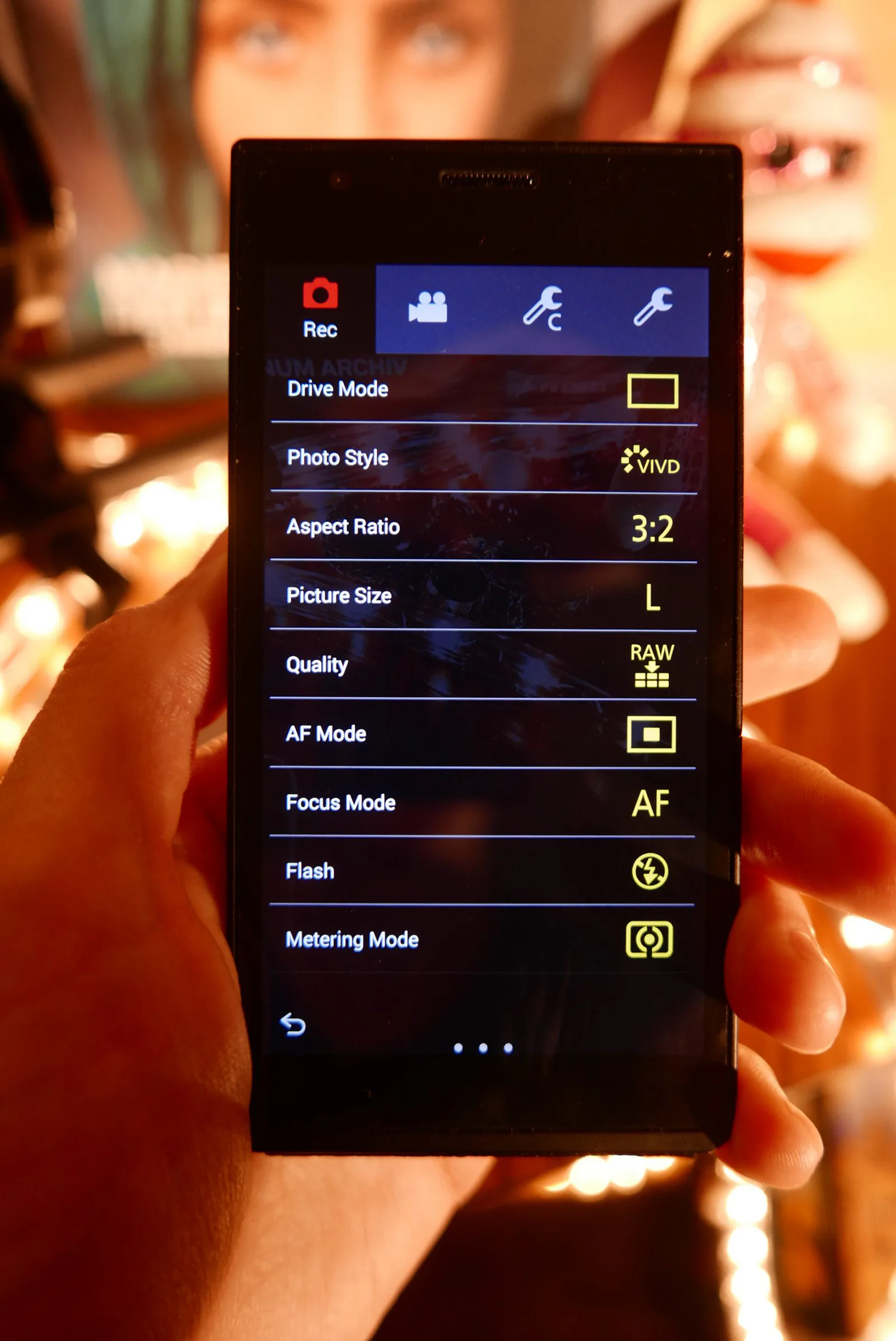 The CM1 has extensive camera settings for a phone