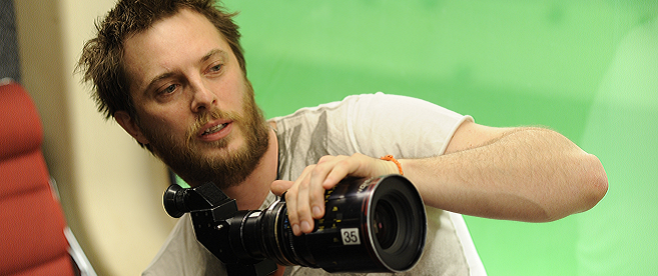 Duncan Jones on the set of Source Code