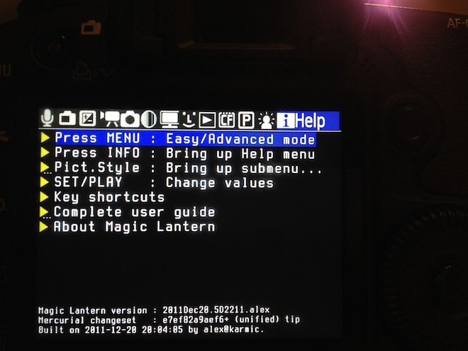 Magic Lantern Unified 5D Mark II - Menu