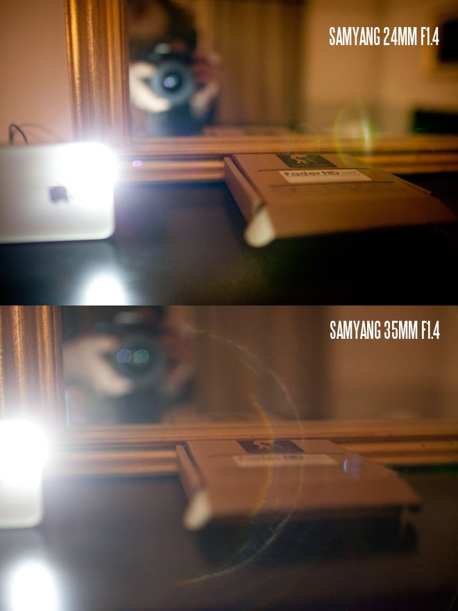 Samyang 24mm vs 35mm flare