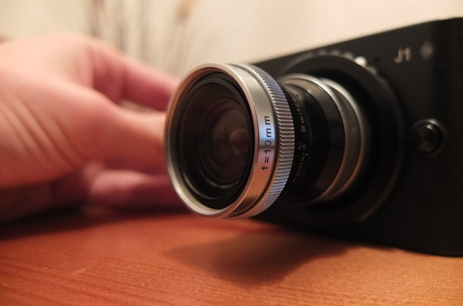 C-mount lens on the Nikon J1