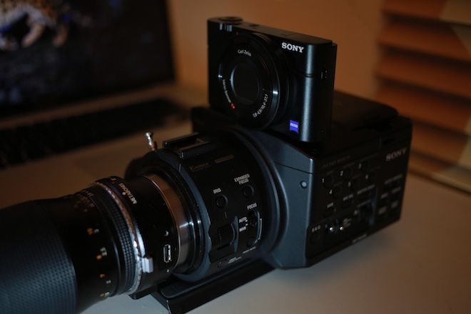 Sony RX100 gets a piggy back on the NXCAM FS100