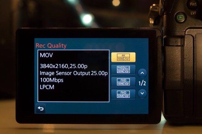 GH4 codec menu