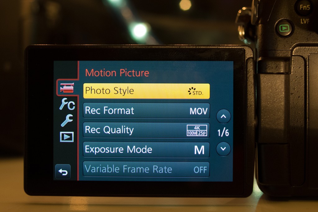 GH4 video settings menu