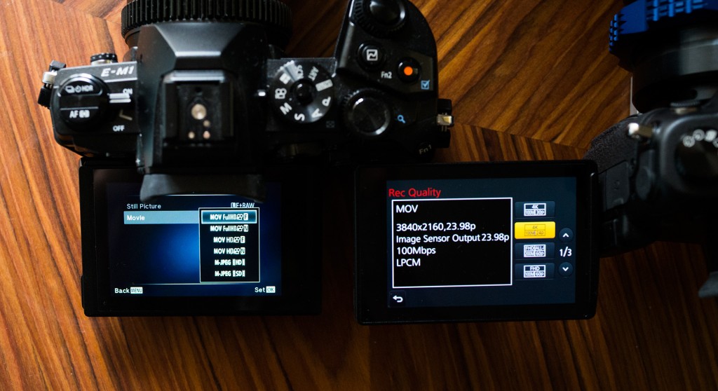 E-M1 video recording options compared to GH4