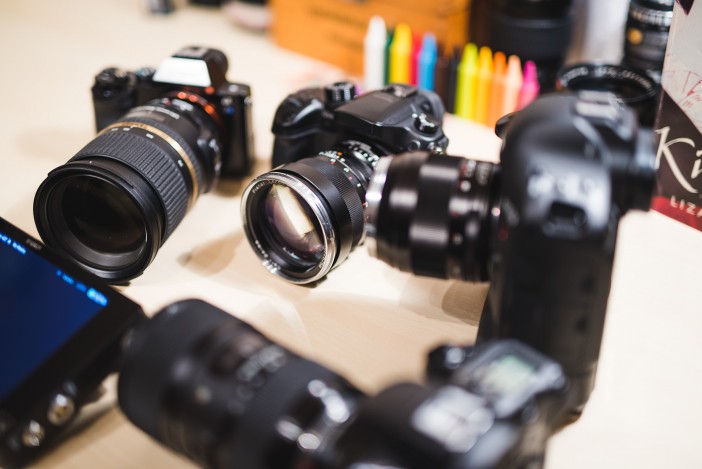 Left to right: A7S, GH4, 1D C and GH4