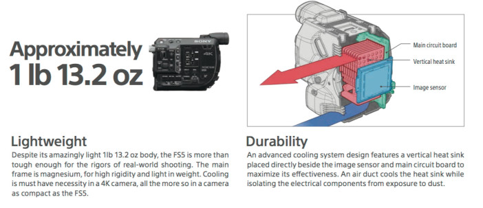 Sony FS5 size and weight