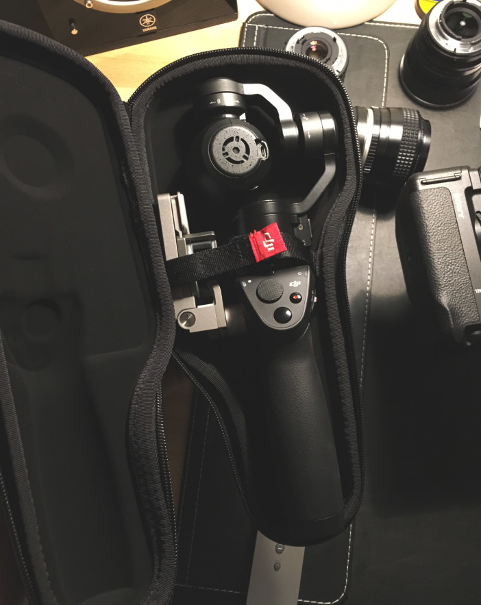 The DJI OSMO in guitar style case