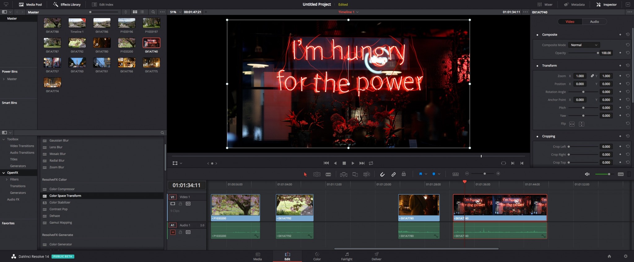 resolve editing