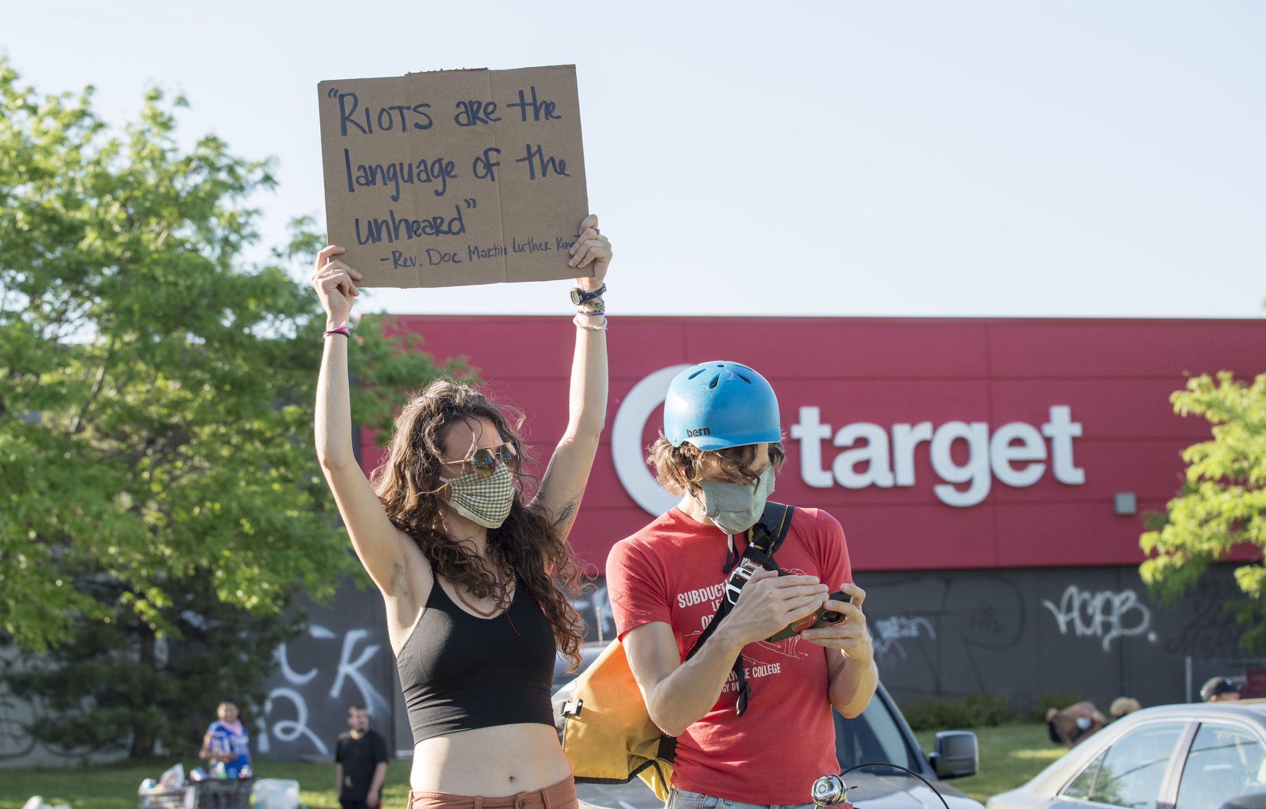 George Floyd protesters on Lake Street by the 3rd precinct - Minneapolis